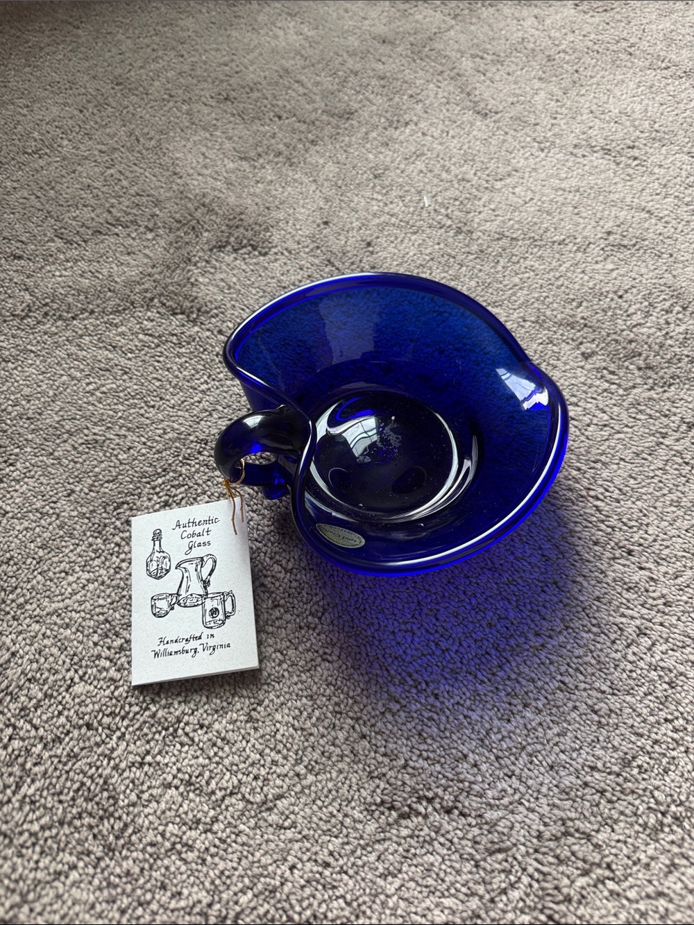Shelton Glass Works Handcrafted Authentic Cobalt Folded Rim Heart Glass Bowl